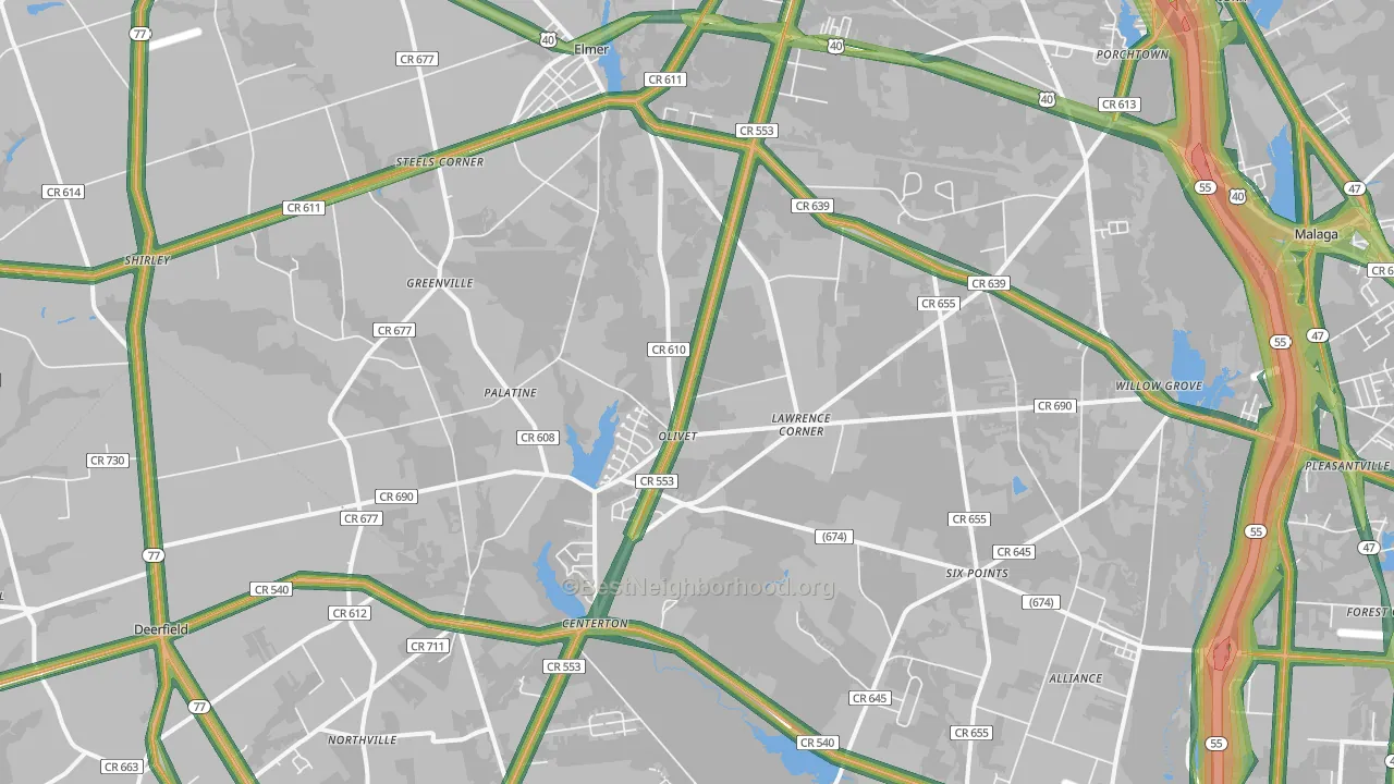 08318, NJ Map of Noise Levels in 08318