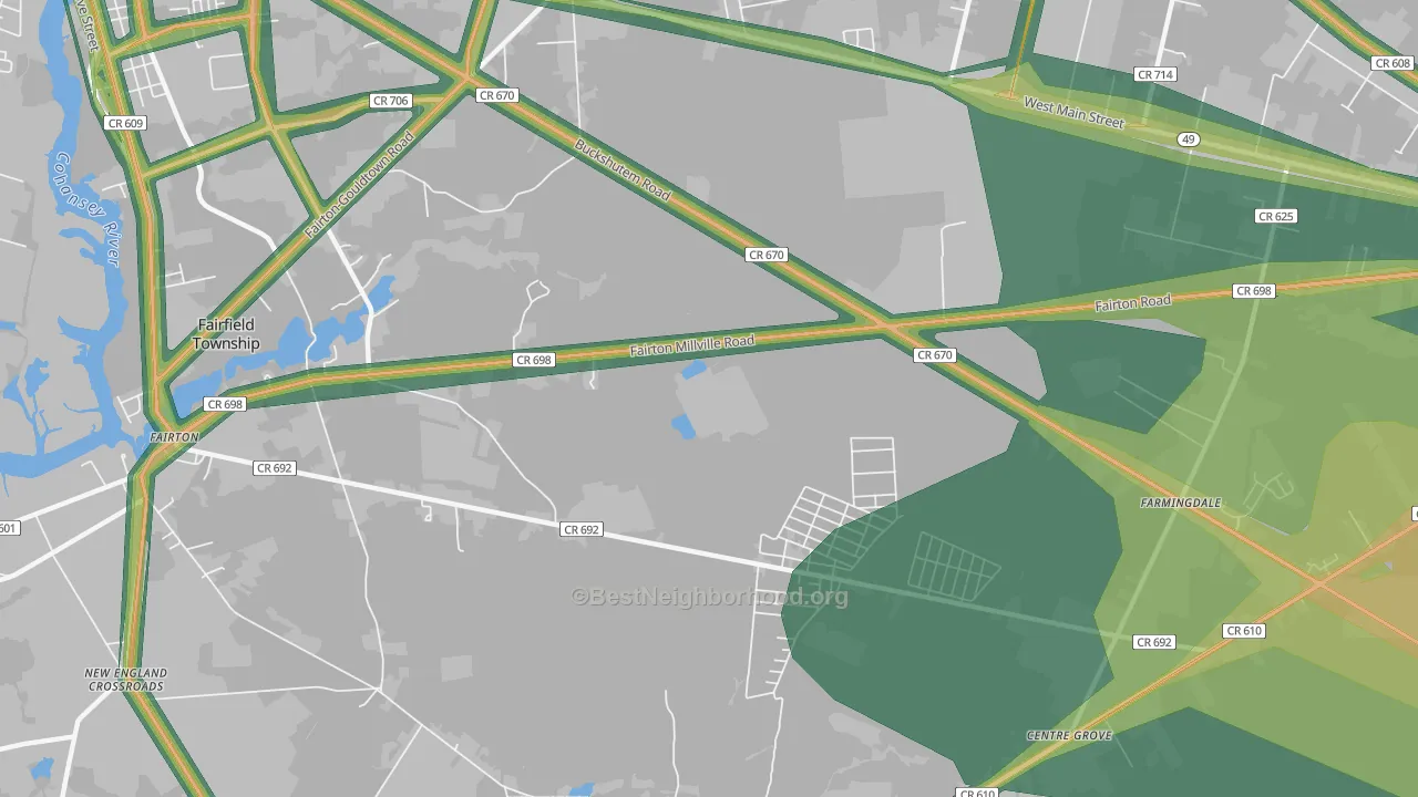 08320, NJ Map of Noise Levels in 08320