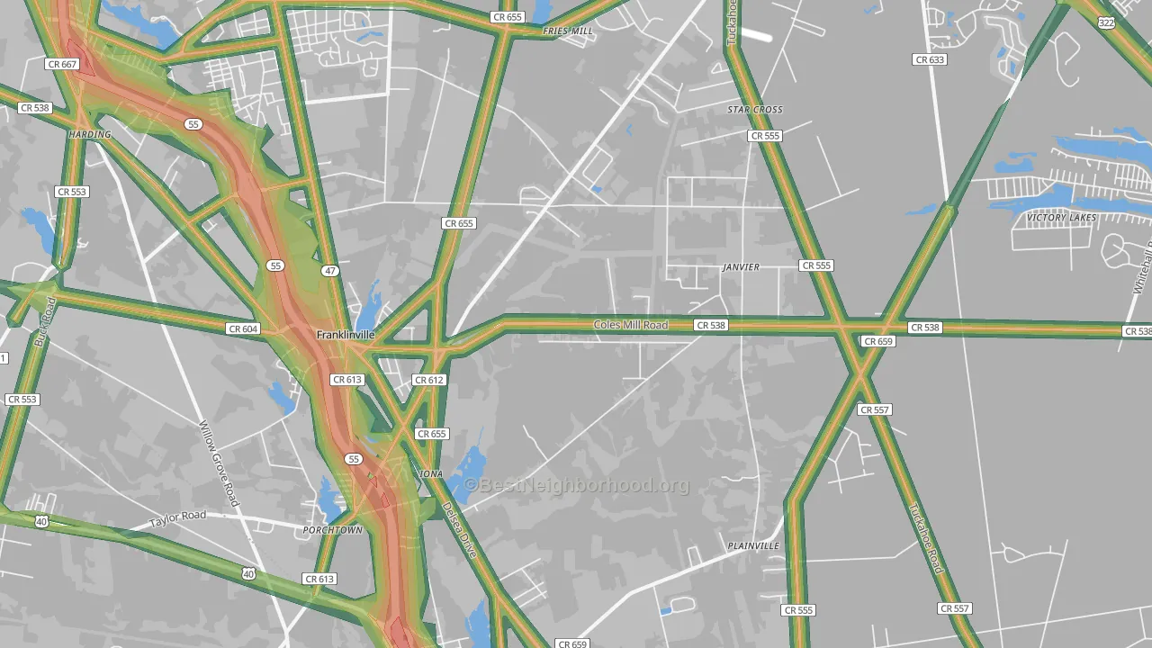 08322, NJ Map of Noise Levels in 08322