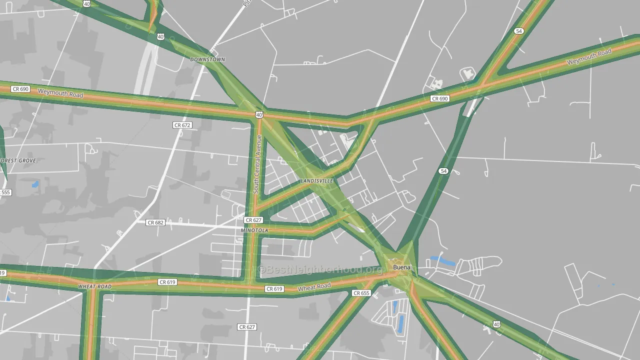 08326, NJ Map of Noise Levels in 08326