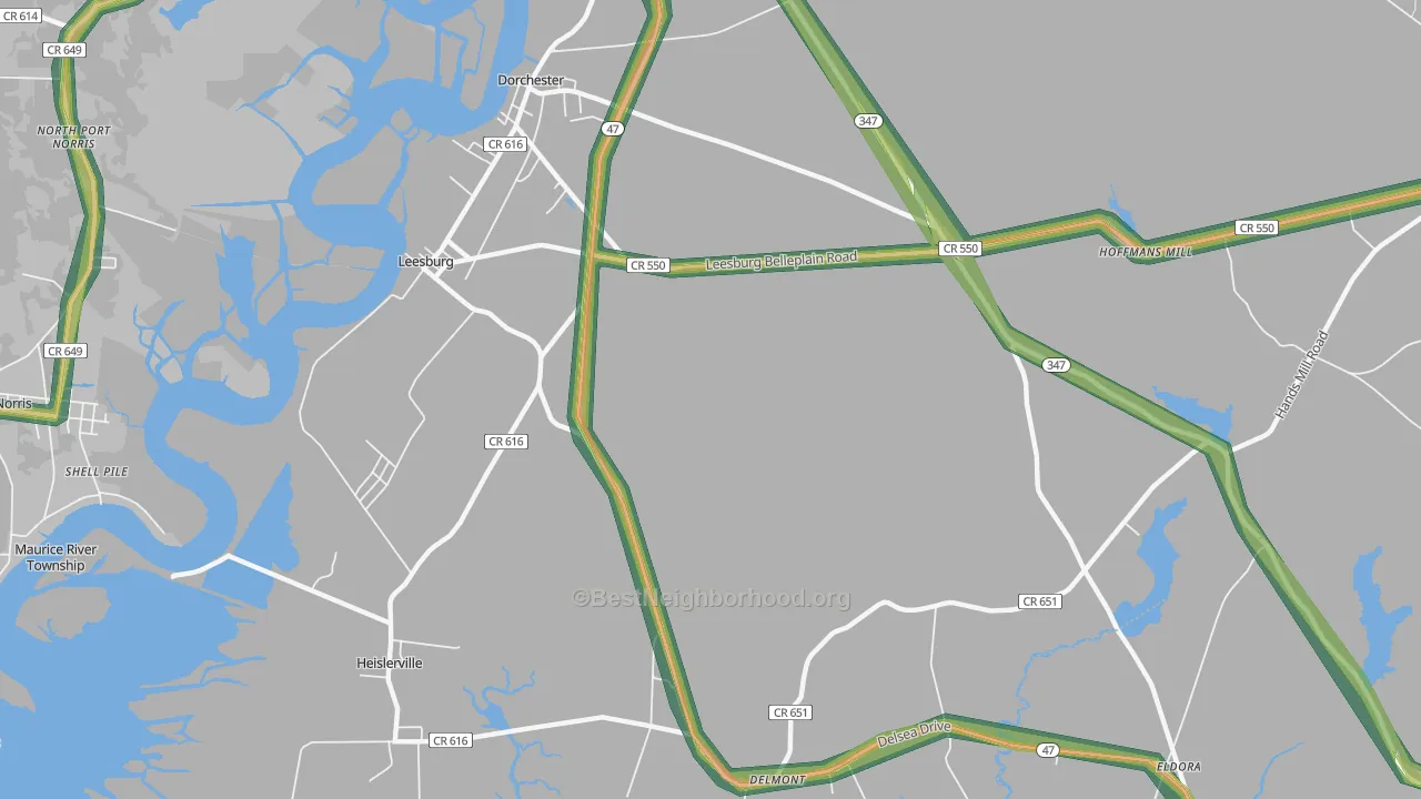 08327, NJ Map of Noise Levels in 08327