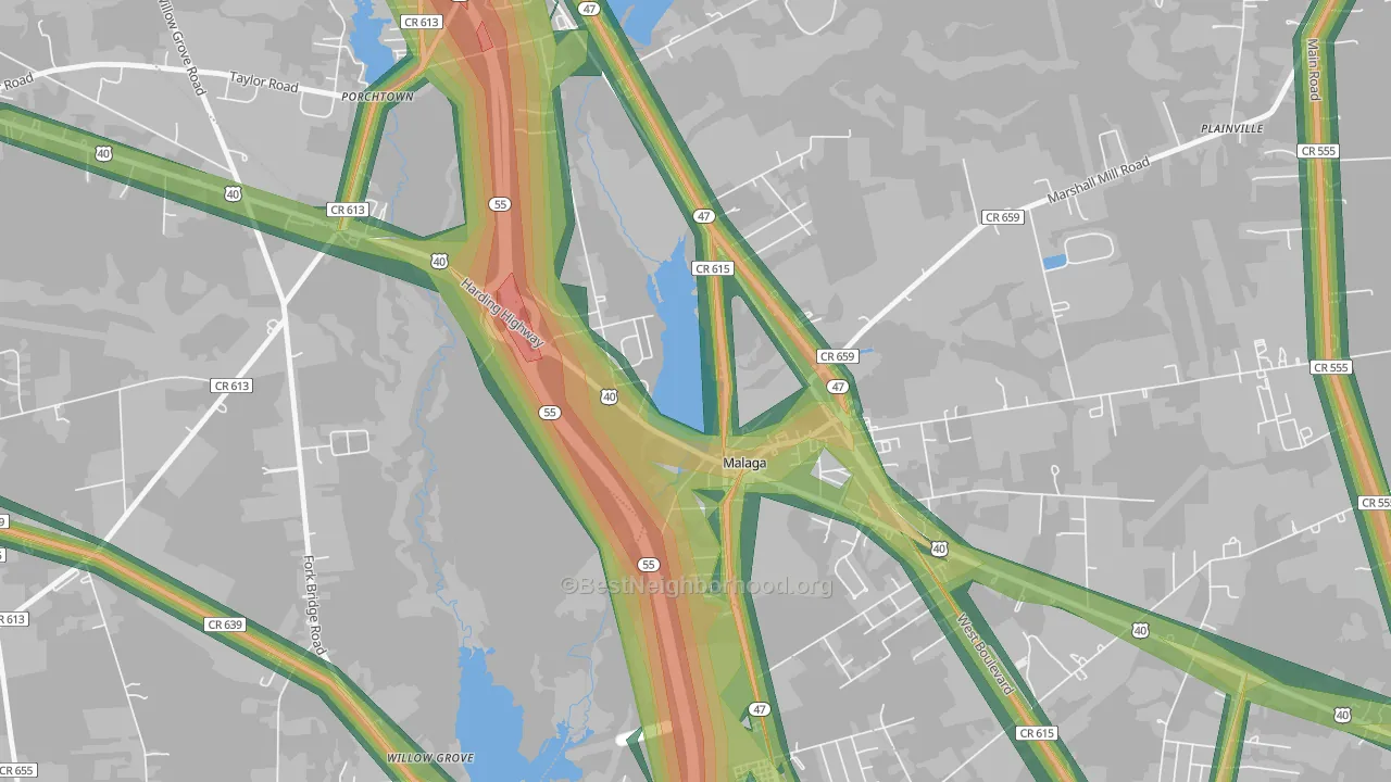 08328, NJ Map of Noise Levels in 08328
