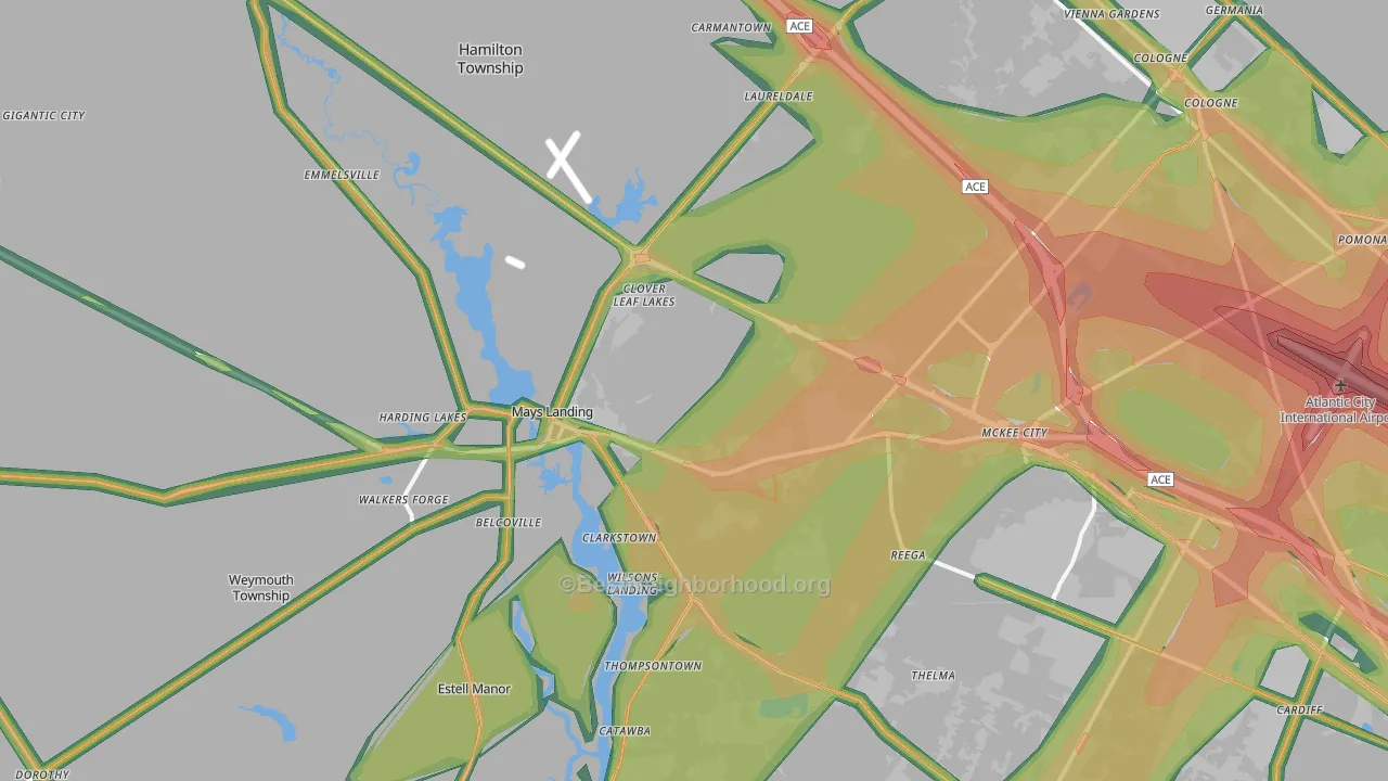 08330, NJ Map of Noise Levels in 08330