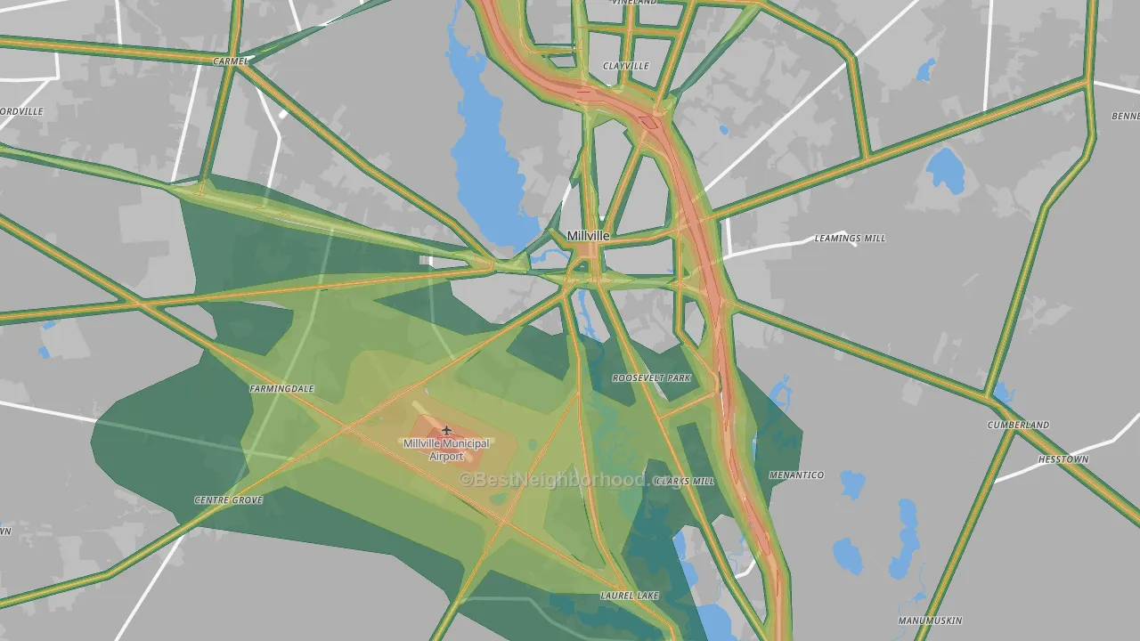 08332, NJ Map of Noise Levels in 08332