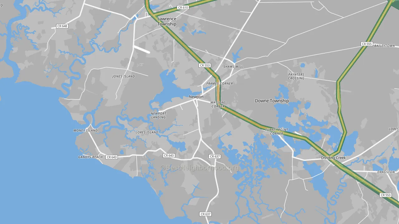 08345, NJ Map of Noise Levels in 08345