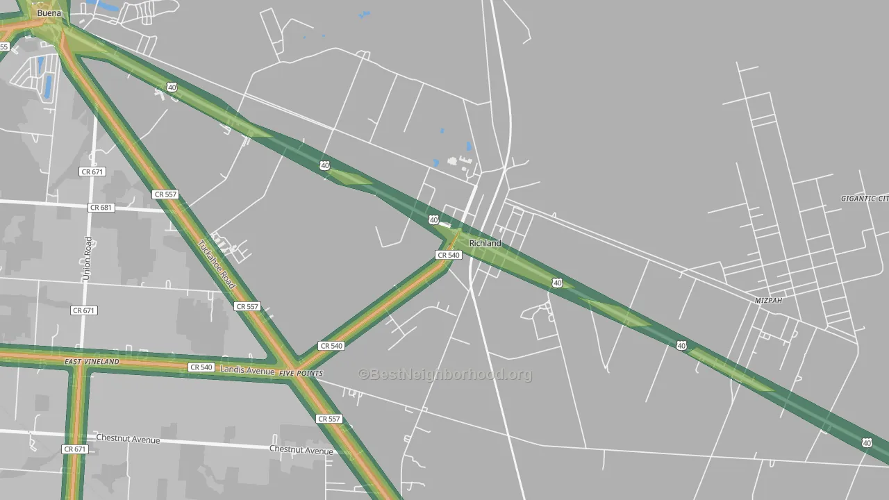 08350, NJ Map of Noise Levels in 08350
