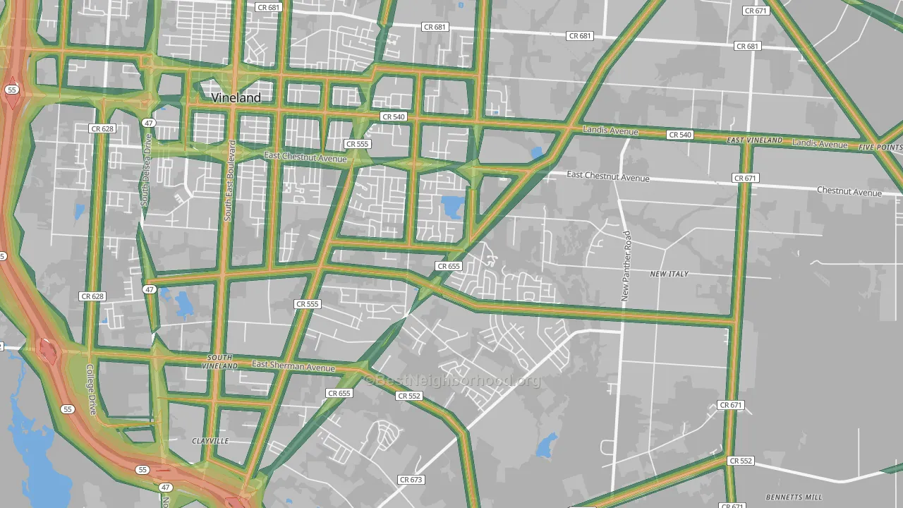 08361, NJ Map of Noise Levels in 08361