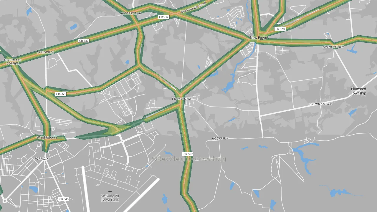 08511, NJ Map of Noise Levels in 08511