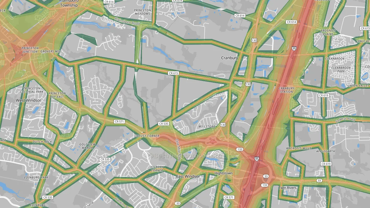 08512, NJ Map of Noise Levels in 08512