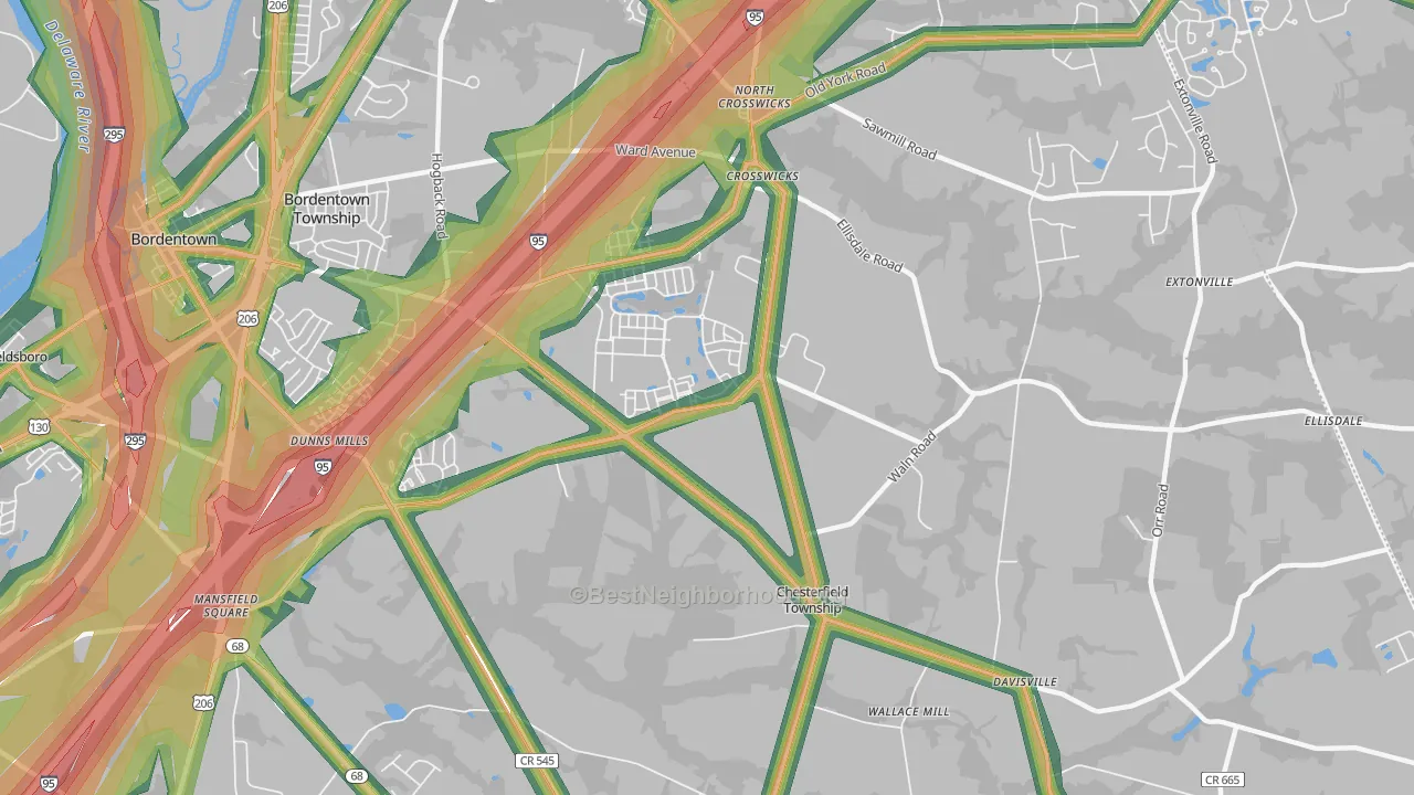 08515, NJ Map of Noise Levels in 08515