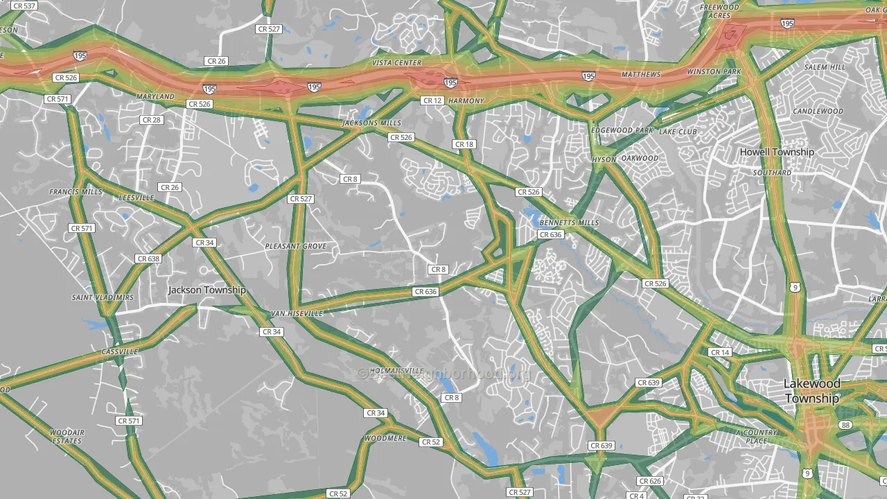 08527, NJ Map of Noise Levels in 08527