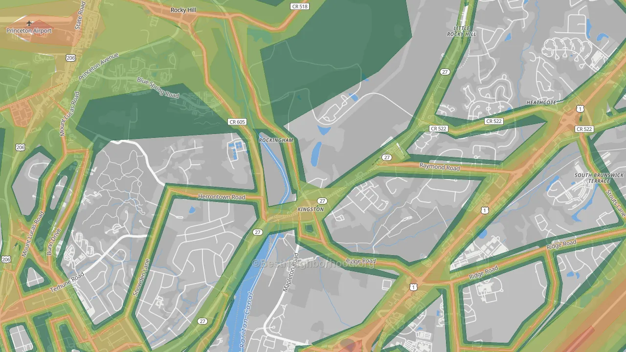 08528, NJ Map of Noise Levels in 08528