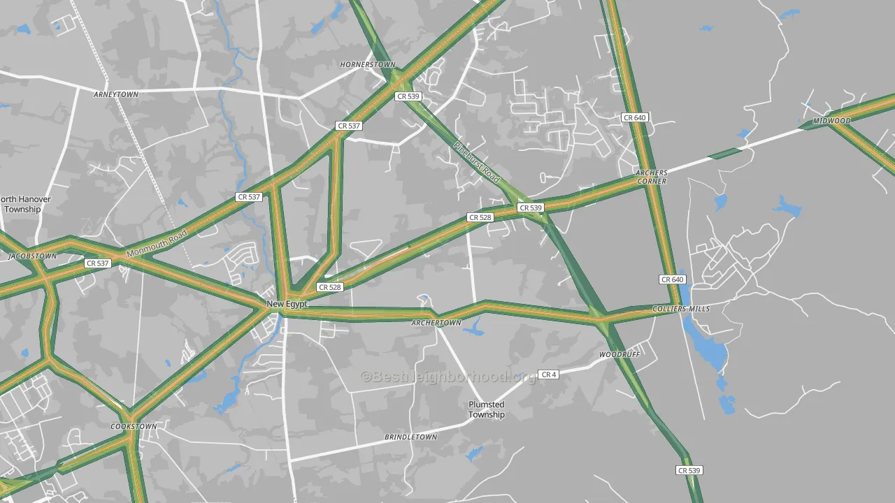 08533, NJ Map of Noise Levels in 08533