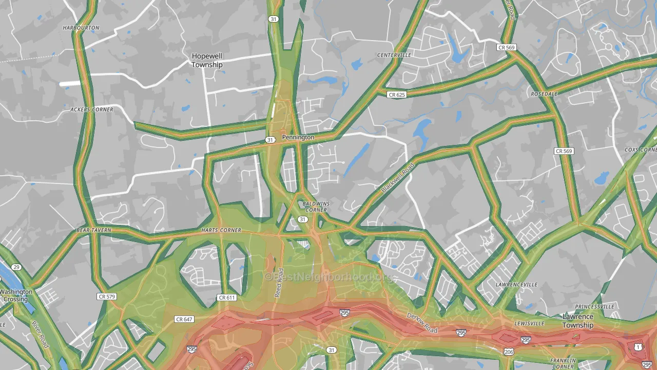 08534, NJ Map of Noise Levels in 08534