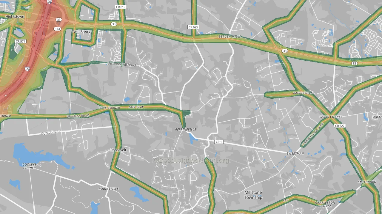 08535, NJ Map of Noise Levels in 08535