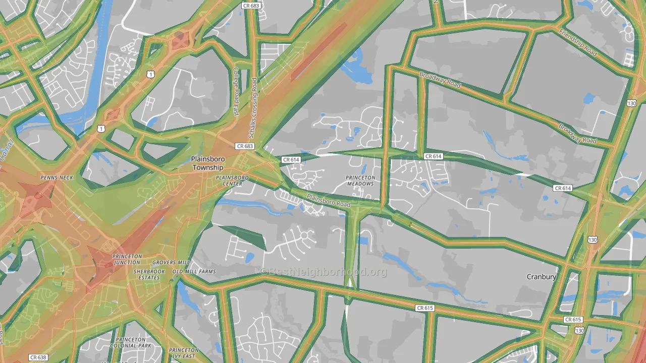 08536, NJ Map of Noise Levels in 08536
