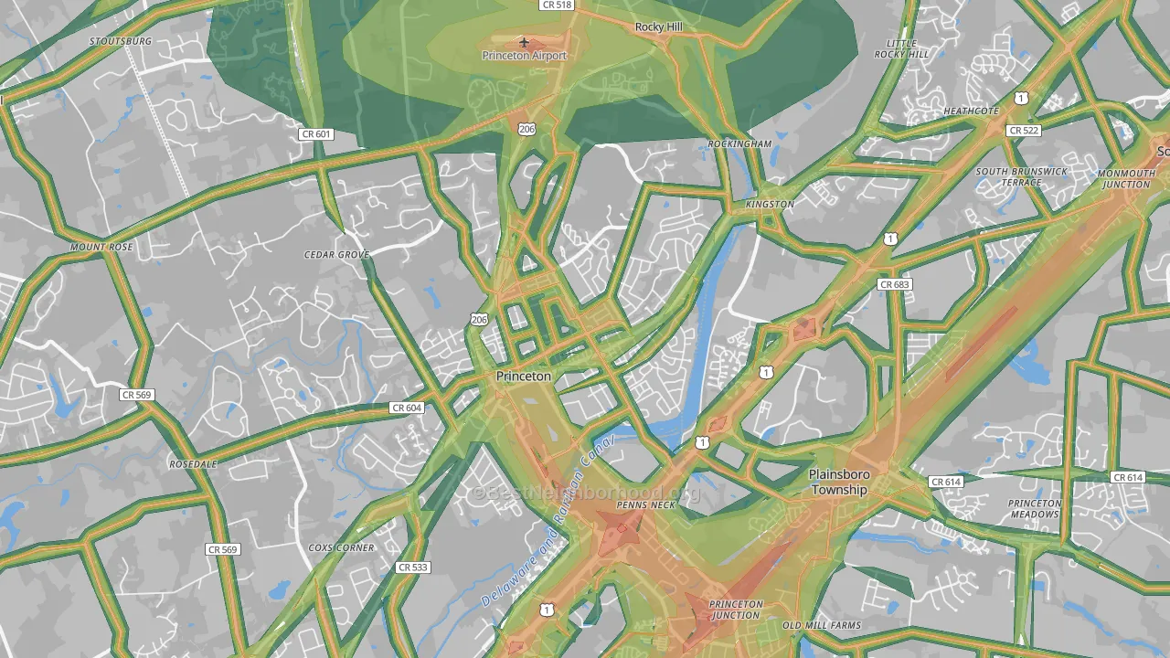 08540, NJ Map of Noise Levels in 08540