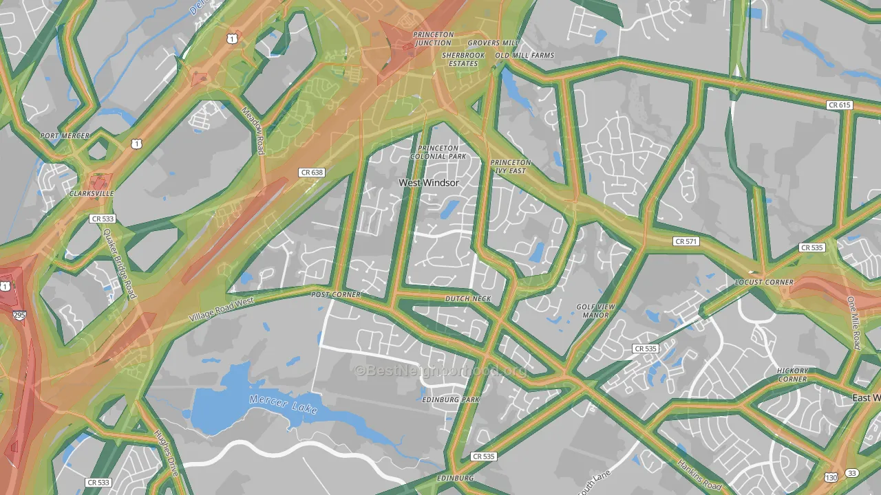 08550, NJ Map of Noise Levels in 08550