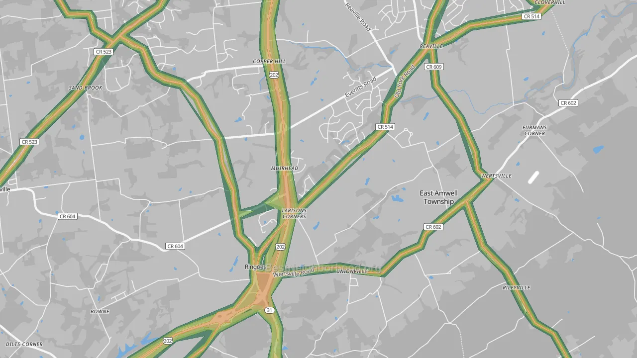 08551, NJ Map of Noise Levels in 08551