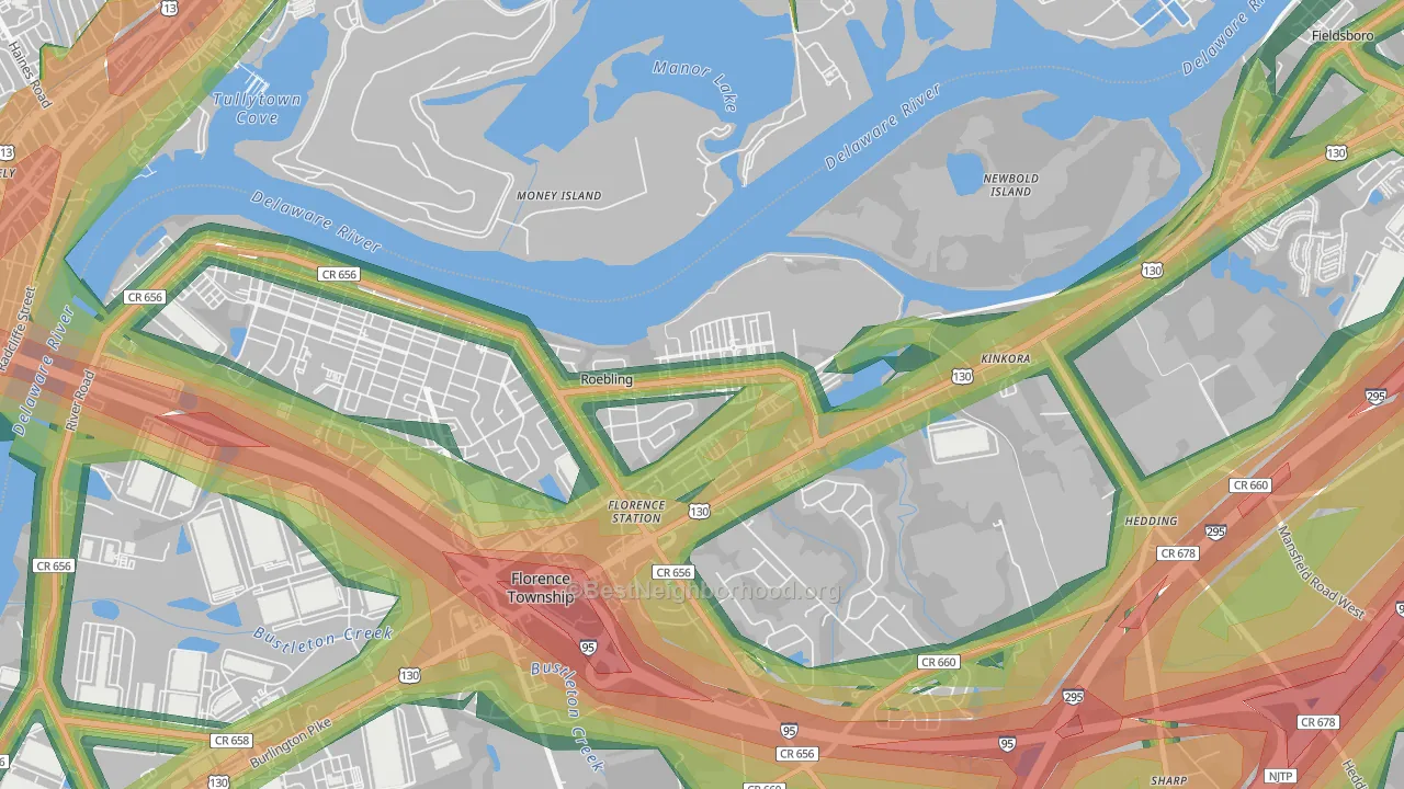 08554, NJ Map of Noise Levels in 08554