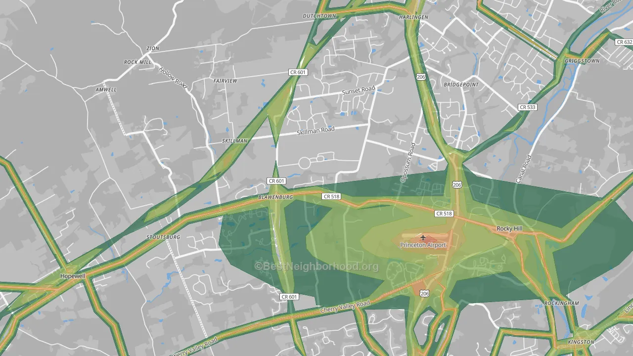 08558, NJ Map of Noise Levels in 08558