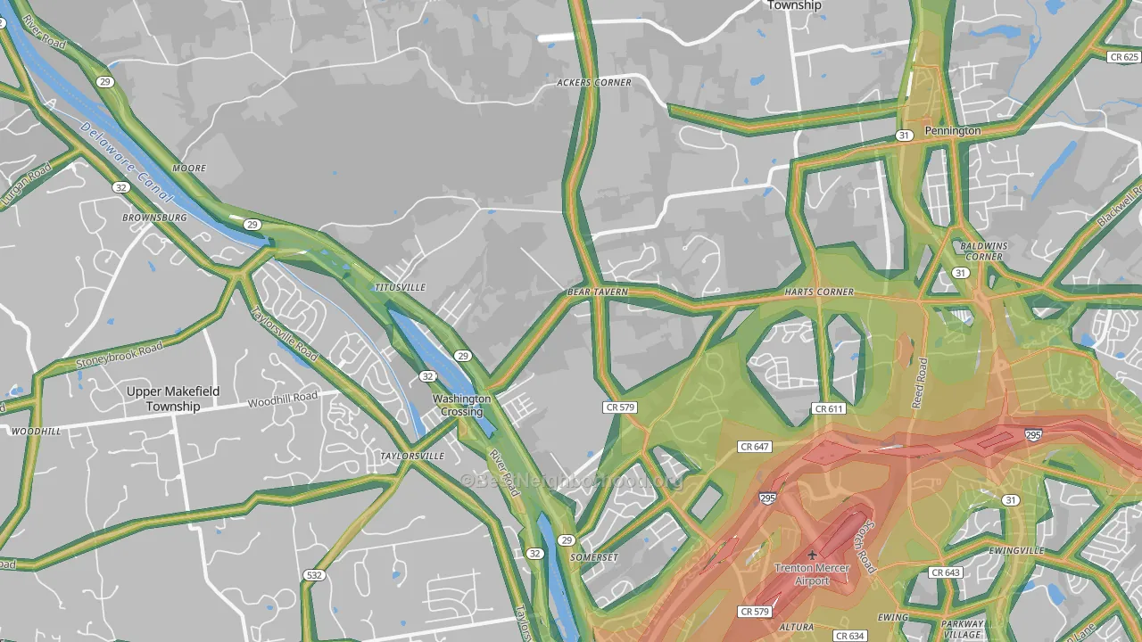 08560, NJ Map of Noise Levels in 08560