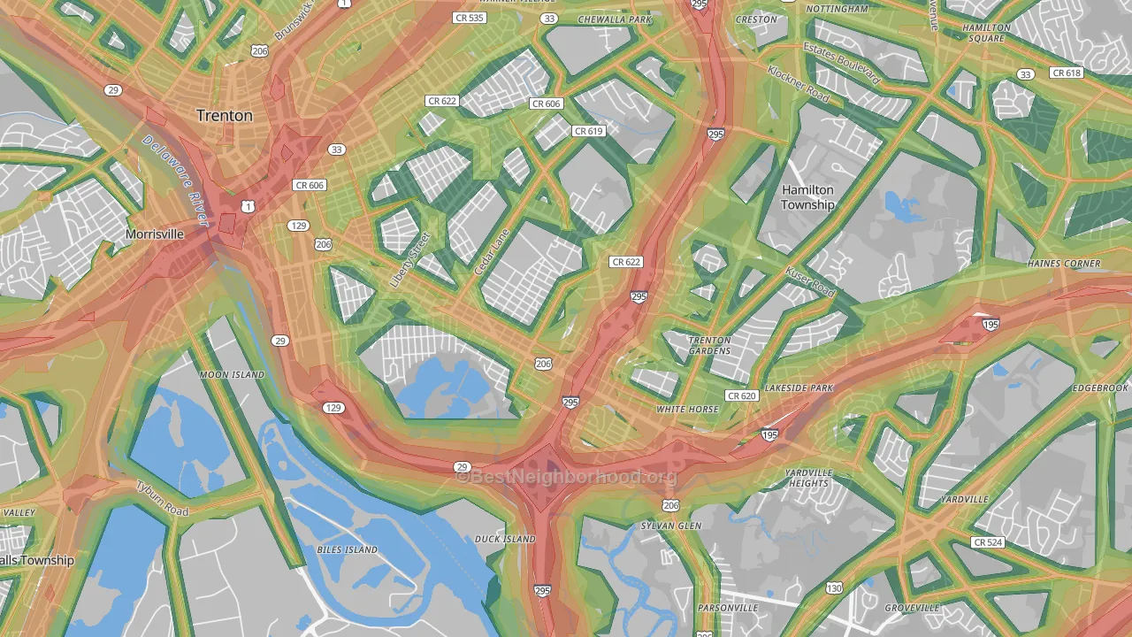 08610, NJ Map of Noise Levels in 08610
