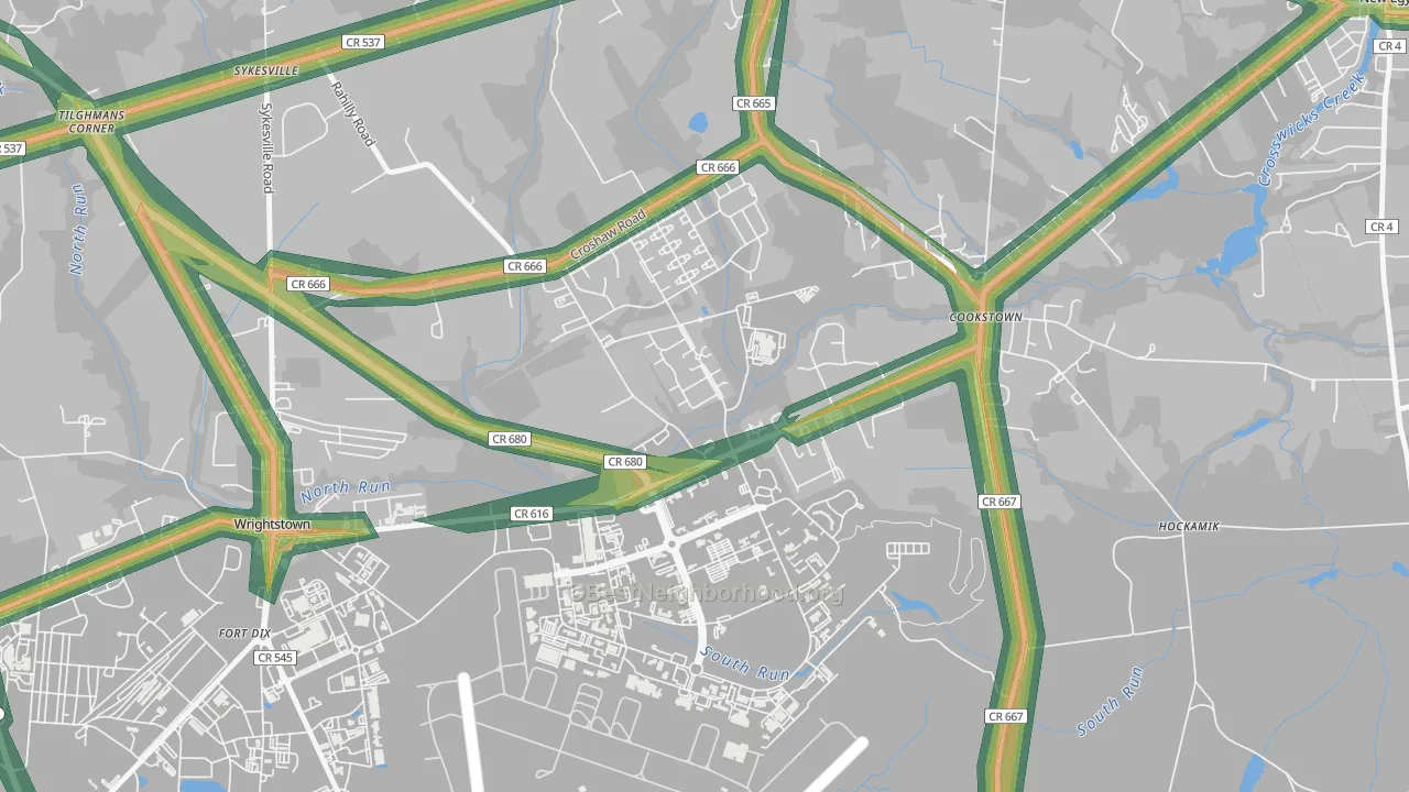08641, NJ Map of Noise Levels in 08641