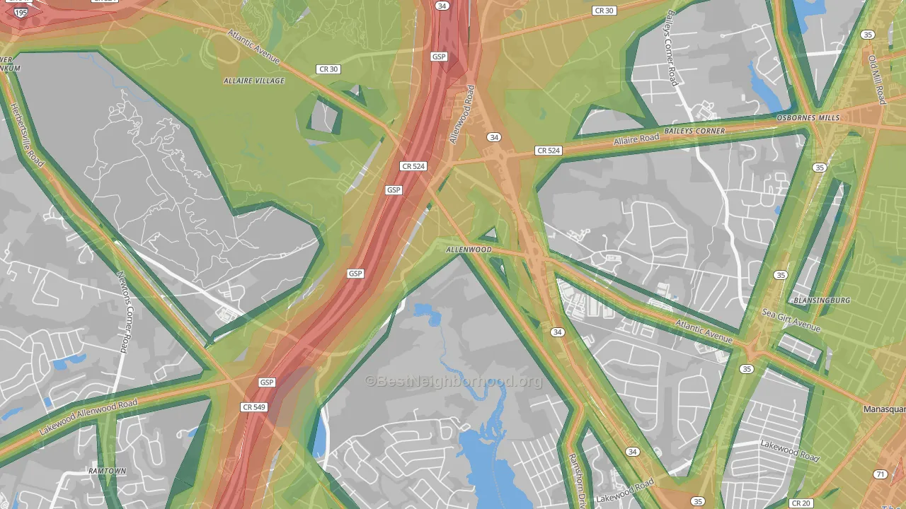 08720, NJ Map of Noise Levels in 08720