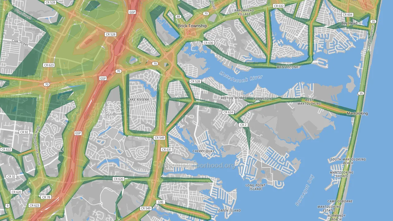 08723, NJ Map of Noise Levels in 08723