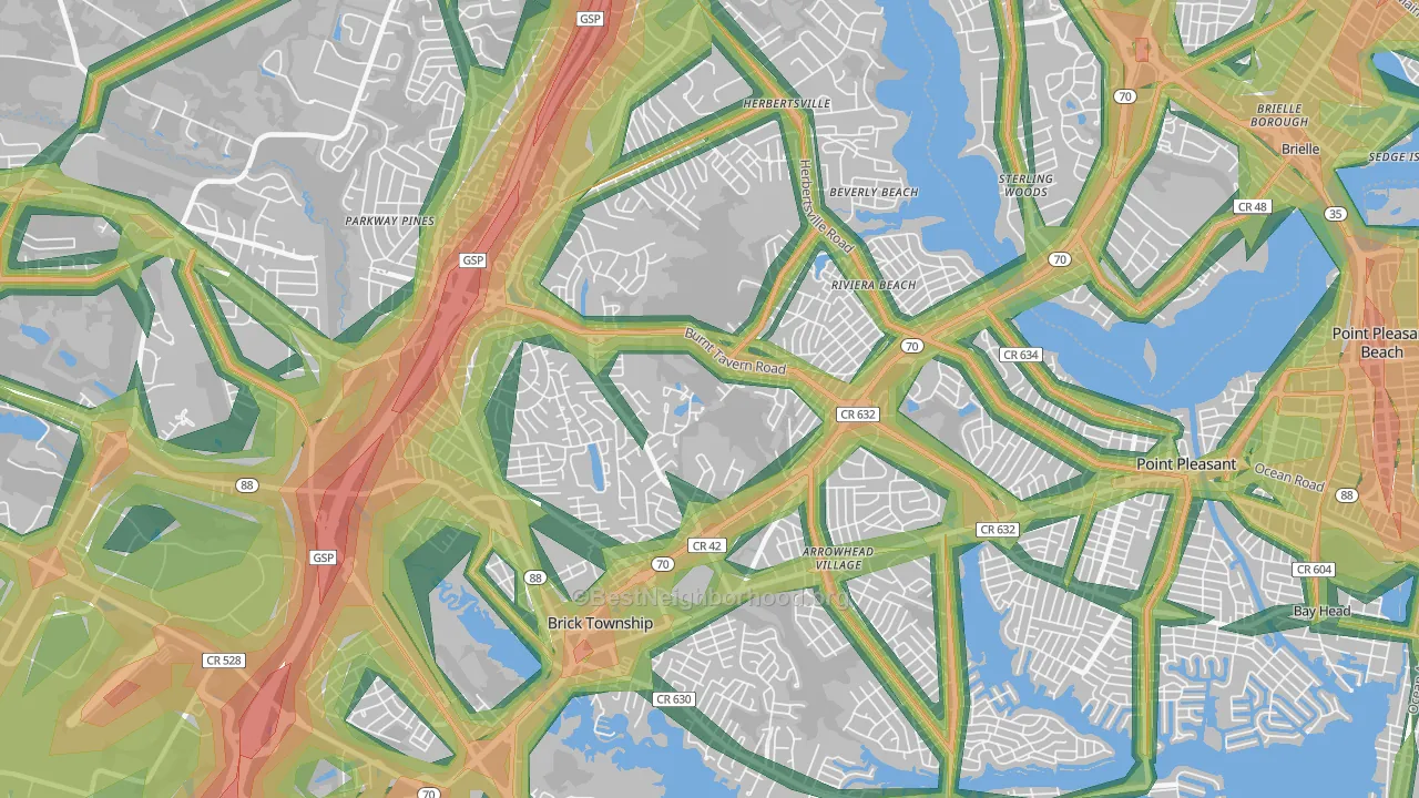 08724, NJ Map of Noise Levels in 08724