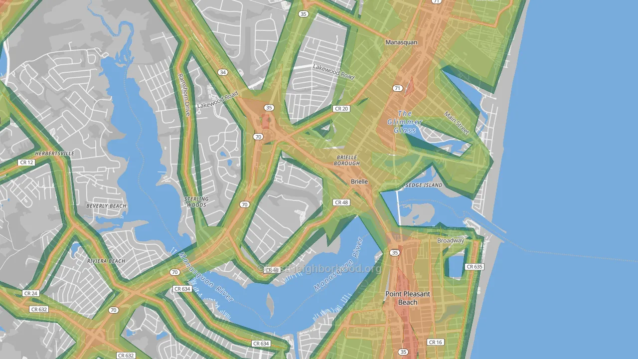 08730, NJ Map of Noise Levels in 08730