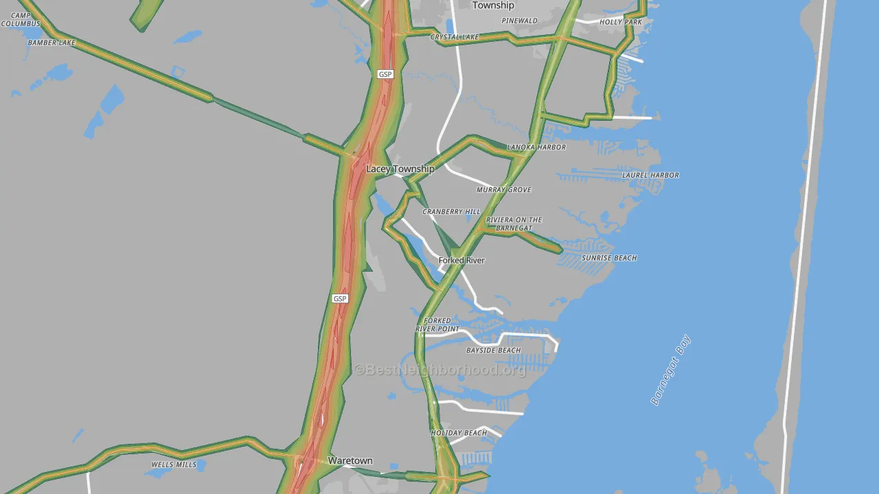 08731, NJ Map of Noise Levels in 08731