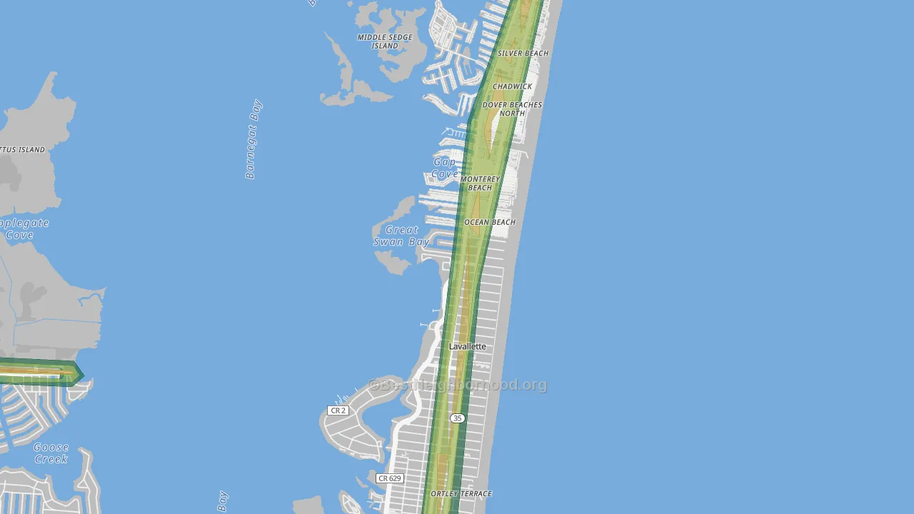 08735, NJ Map of Noise Levels in 08735