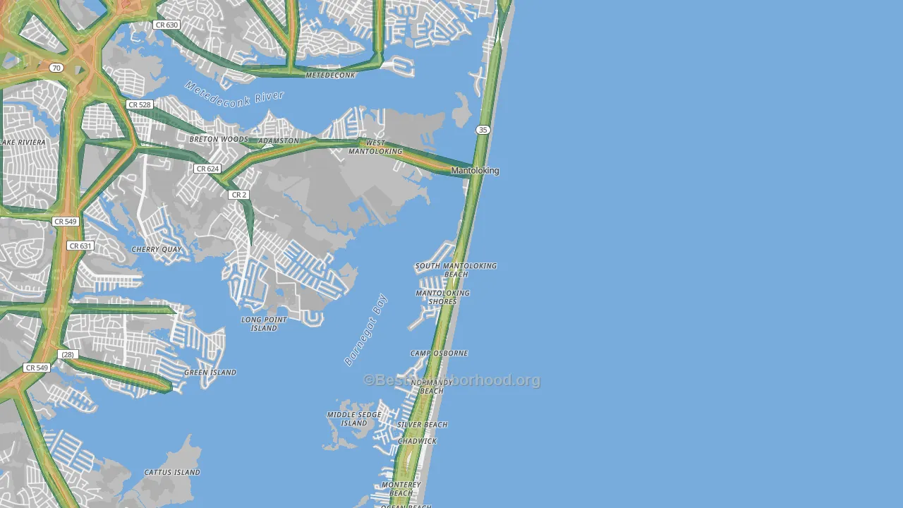 08738, NJ Map of Noise Levels in 08738