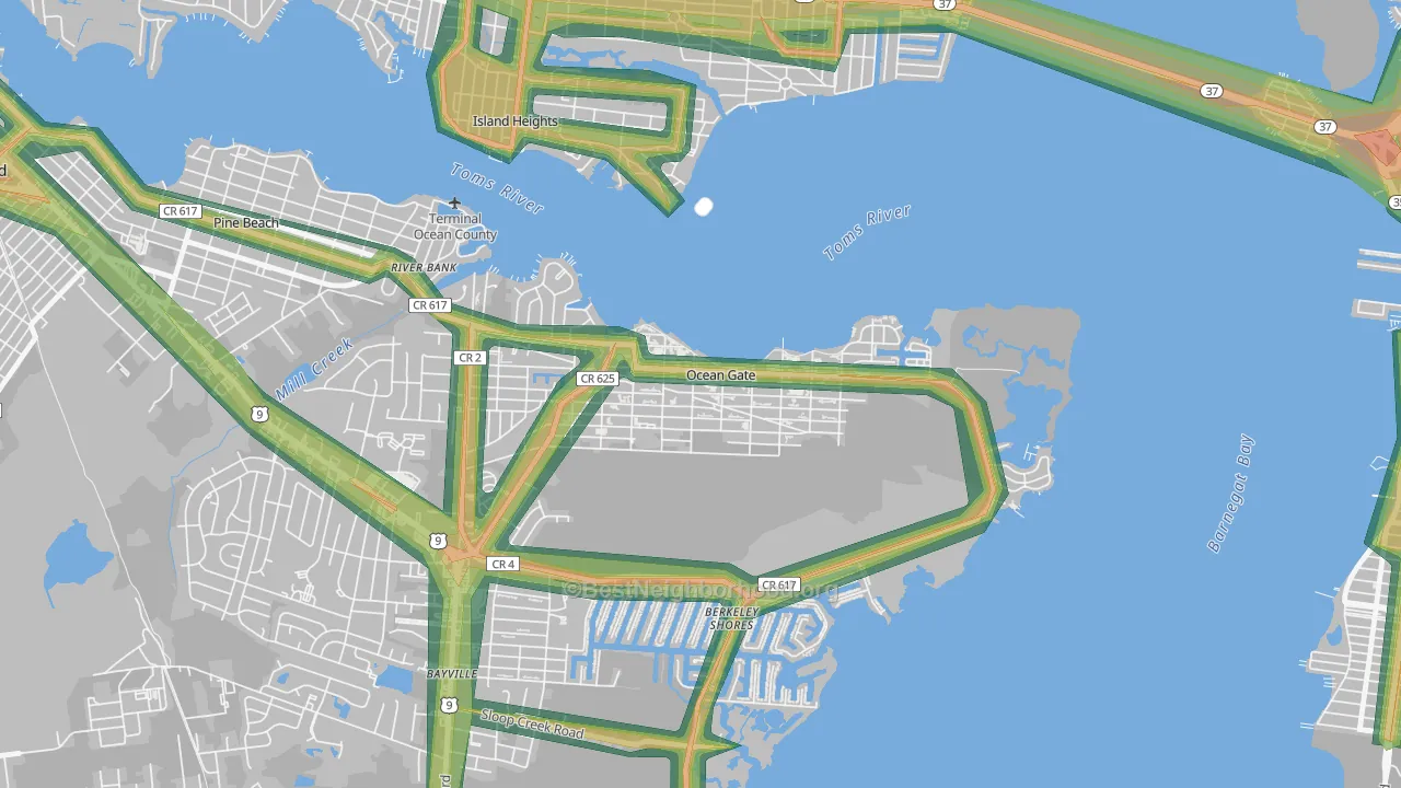 08740, NJ Map of Noise Levels in 08740