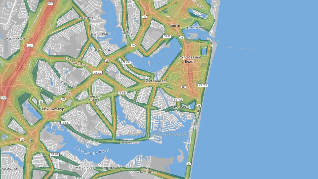 08742, NJ Map of Noise Levels in 08742