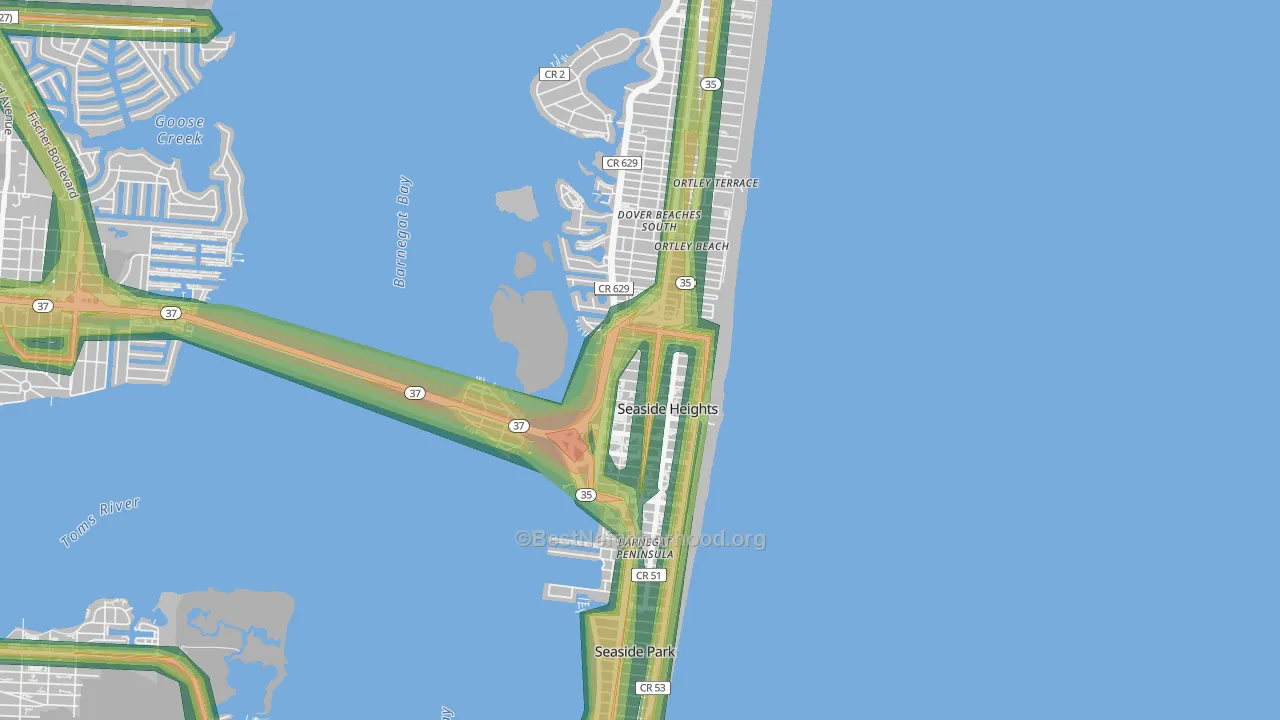 08751, NJ Map of Noise Levels in 08751