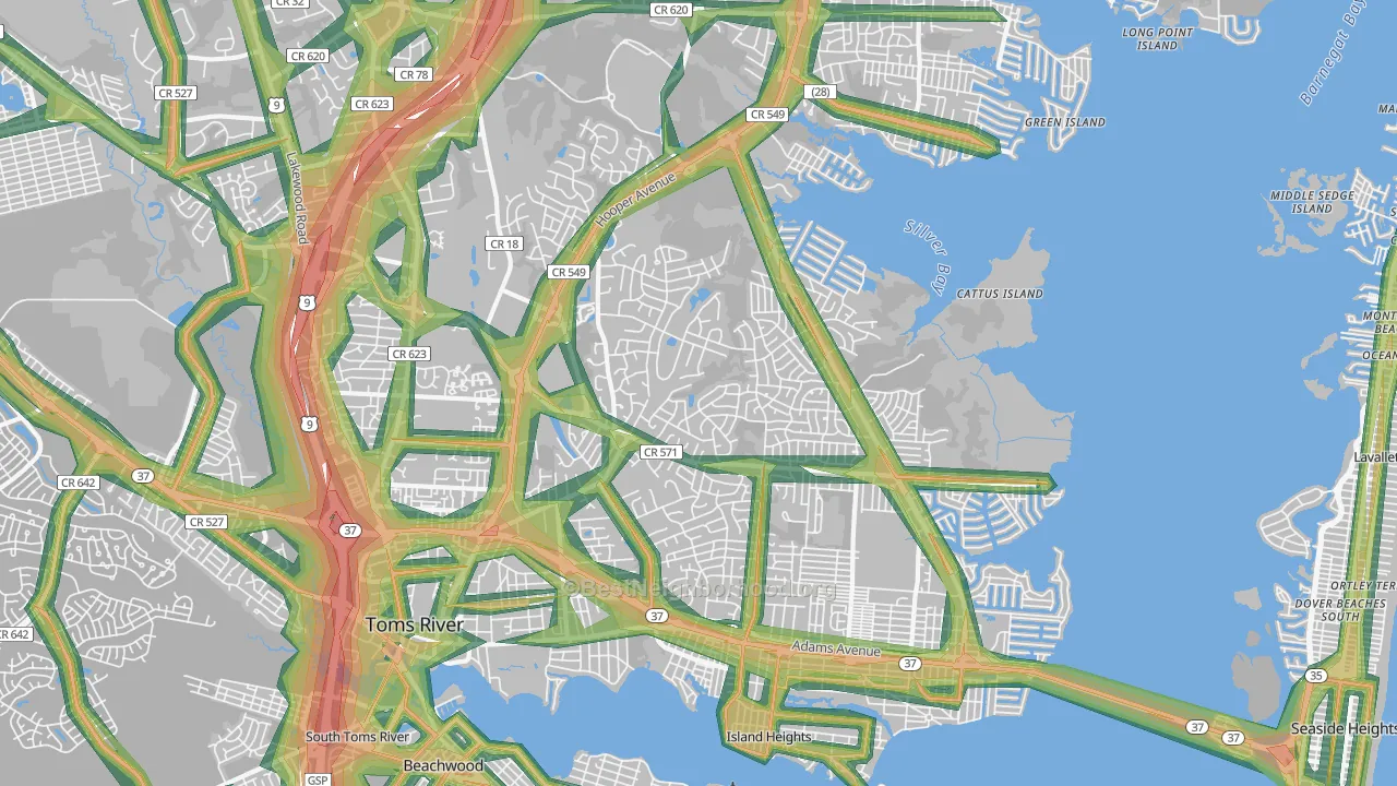 08753, NJ Map of Noise Levels in 08753
