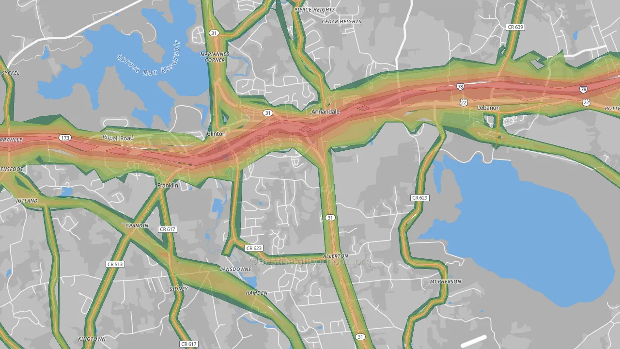 08801, NJ Map of Noise Levels in 08801