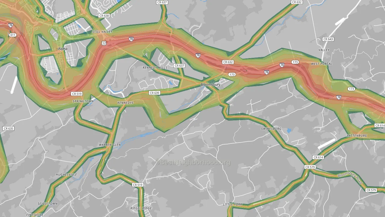 08804, NJ Map of Noise Levels in 08804