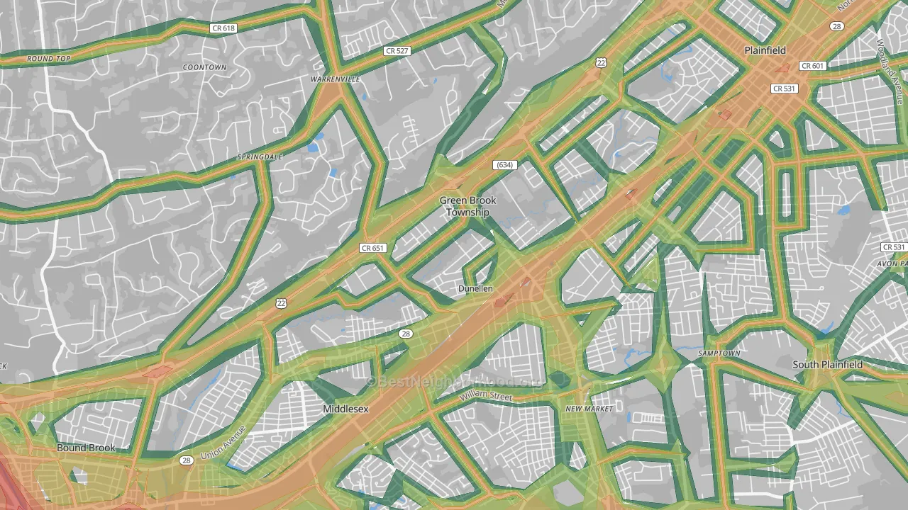 08812, NJ Map of Noise Levels in 08812