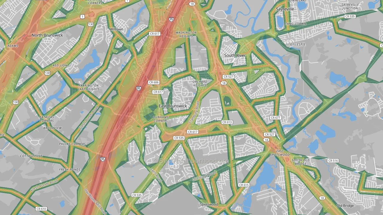 08816, NJ Map of Noise Levels in 08816