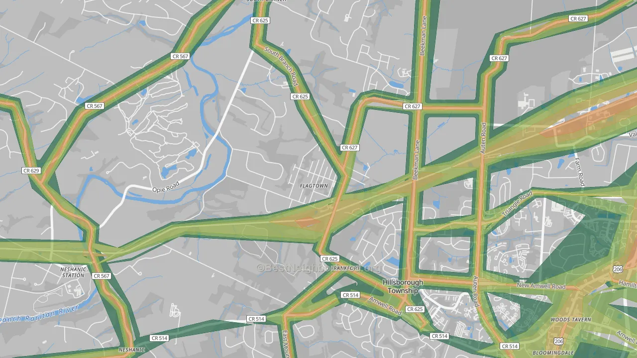 08821, NJ Map of Noise Levels in 08821