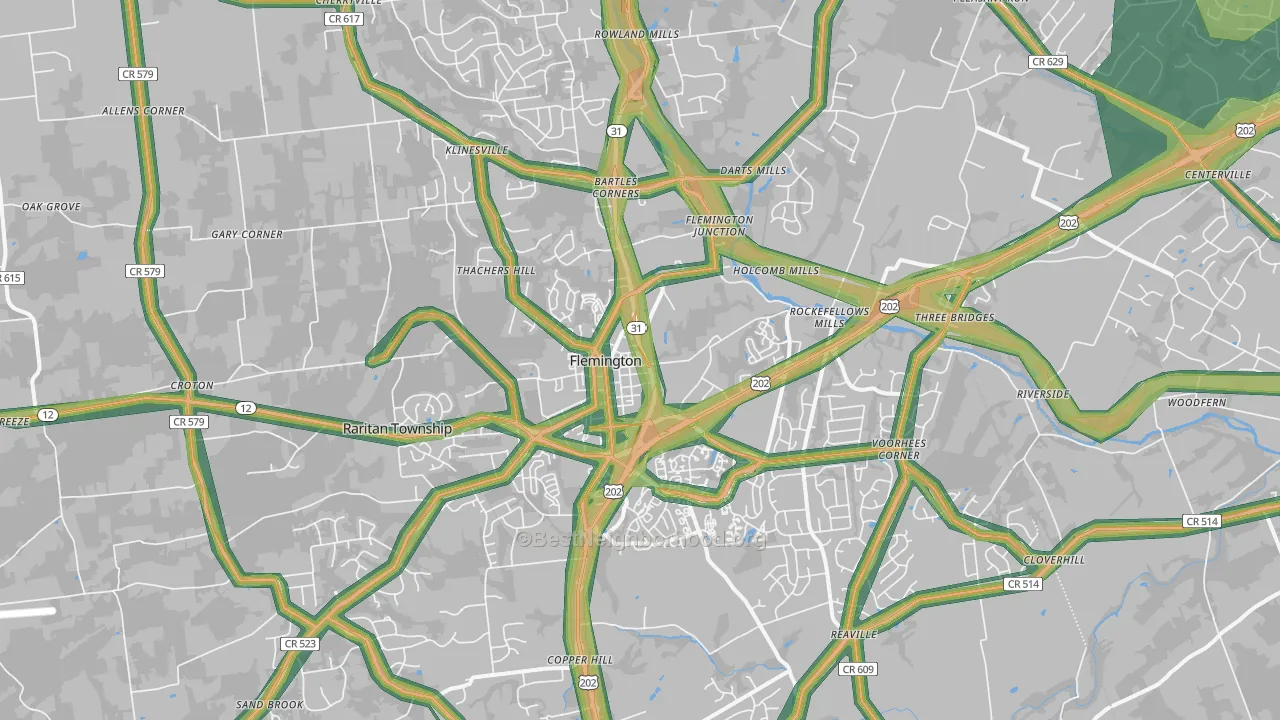 08822, NJ Map of Noise Levels in 08822