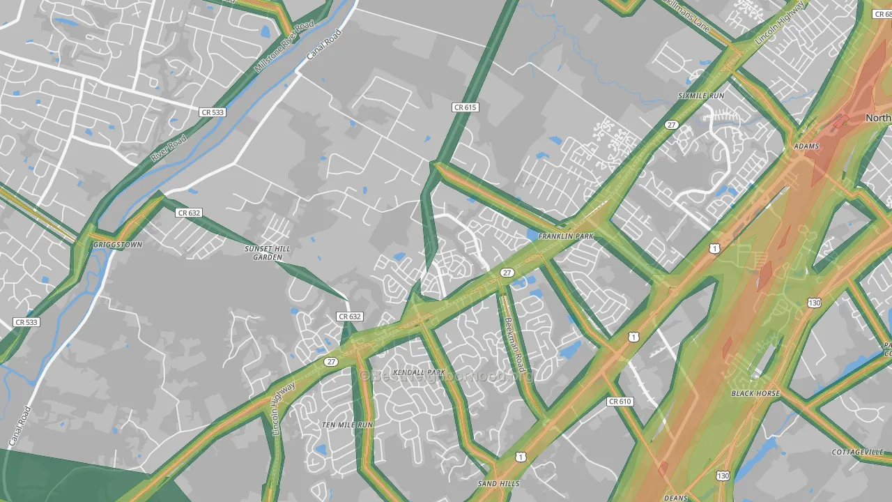 08823, NJ Map of Noise Levels in 08823