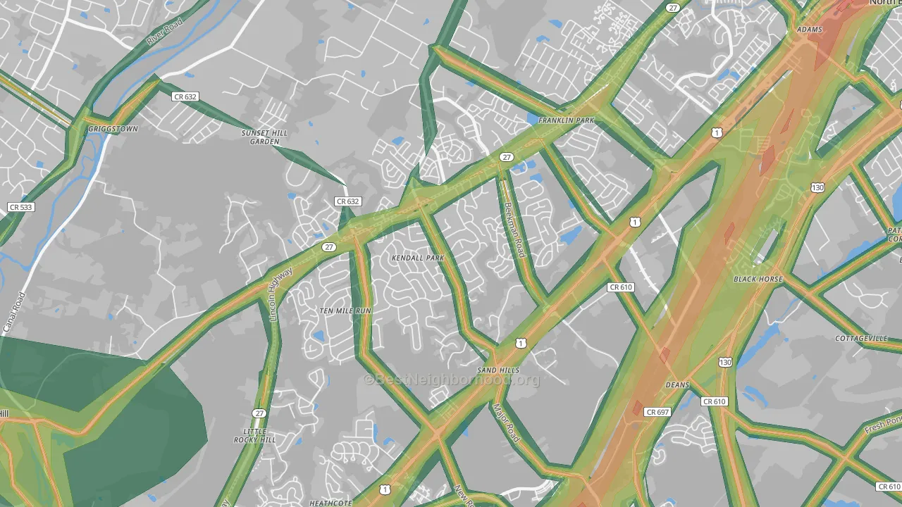 08824, NJ Map of Noise Levels in 08824