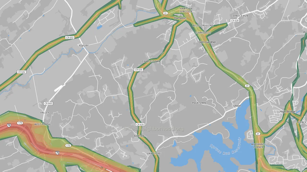 08827, NJ Map of Noise Levels in 08827