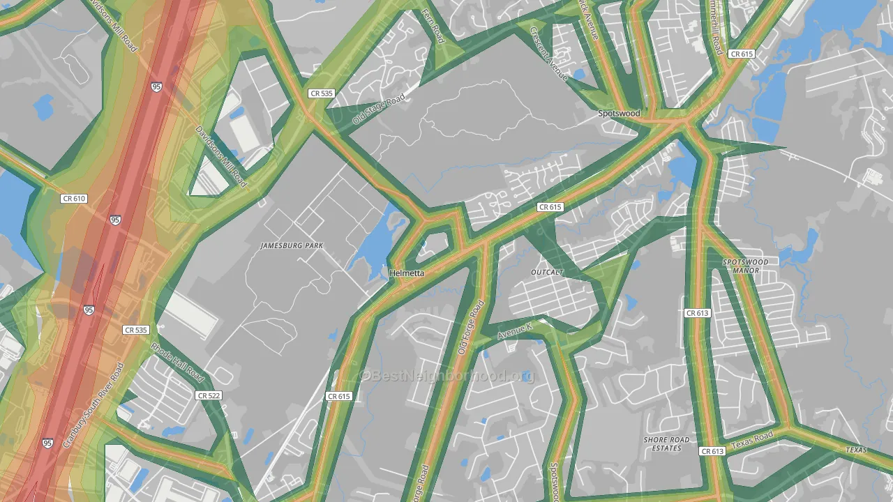 08828, NJ Map of Noise Levels in 08828