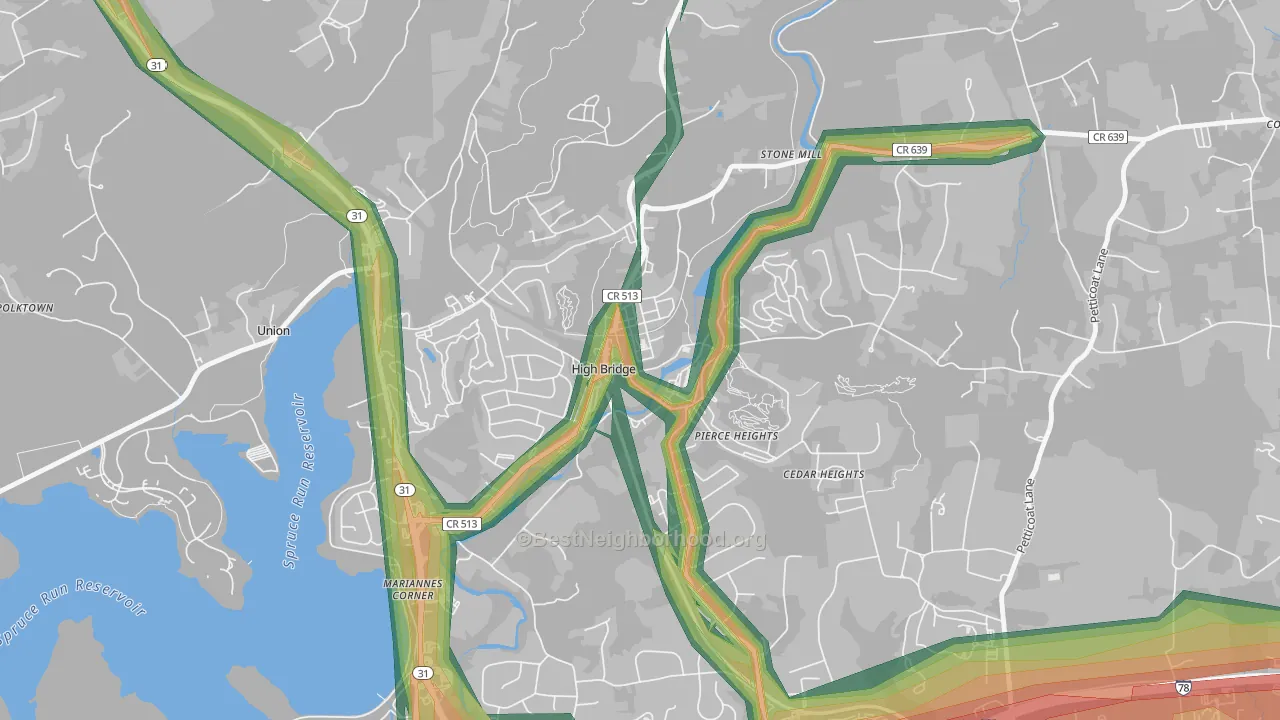 08829, NJ Map of Noise Levels in 08829